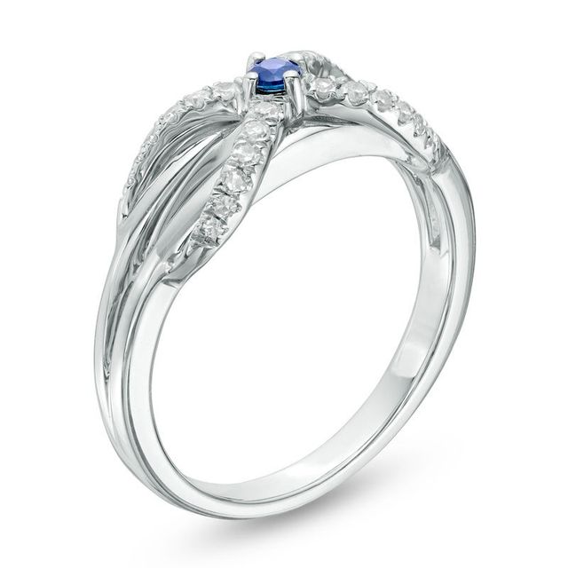 Vera Wang Love Collection 0.15 CT. T.W. Diamond and Blue Sapphire Infinity Ring in Sterling Silver|Peoples Jewellers