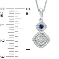 Vera Wang Love Collection 0.45 CT. T.W. Diamond and Blue Sapphire Double Frame Pendant in 14K White Gold - 19"|Peoples Jewellers