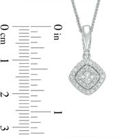 Vera Wang Love Collection 0.38 CT. T.W. Diamond and Blue Sapphire Tilted Double Frame Pendant in 14K White Gold - 19"|Peoples Jewellers