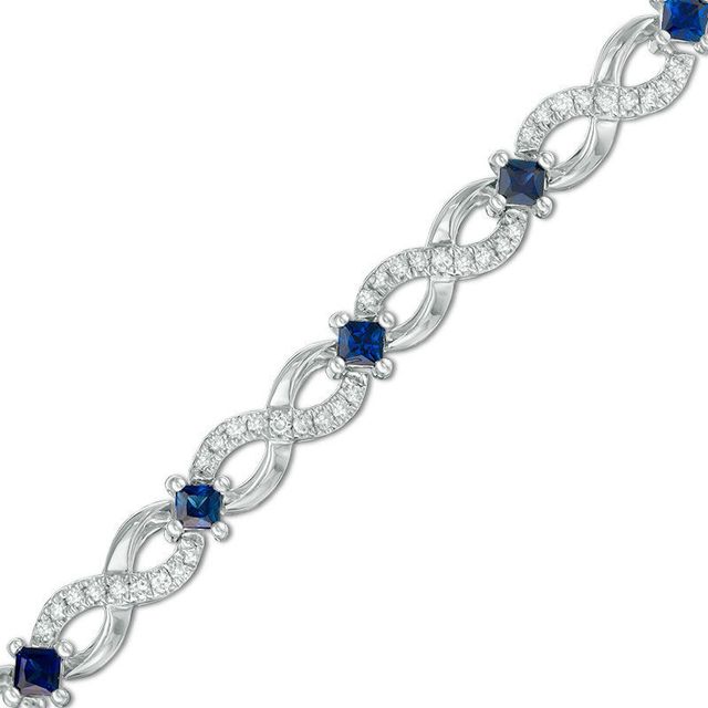 Vera Wang Love Collection 0.58 CT. T.W. Diamond and Blue Sapphire Infinity Bracelet in Sterling Silver - 7.5"|Peoples Jewellers