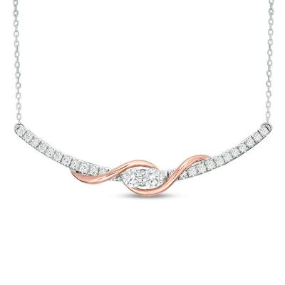 Ever Us™ 1.00 CT. T.W. Two-Stone Diamond Swirl Necklace in 14K Two-Tone Gold - 17"|Peoples Jewellers