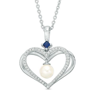 The Kindred Heart from Vera Wang Love Collection Freshwater Cultured Pearl and Diamond Pendant in Sterling Silver|Peoples Jewellers