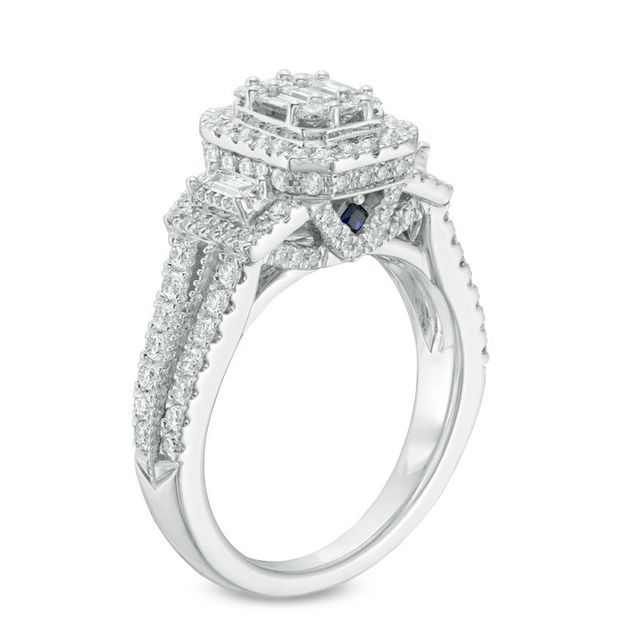 Vera Wang Love Collection 1.18 CT. T.W. Composite Diamond Octagonal Frame Engagement Ring in 14K White Gold|Peoples Jewellers