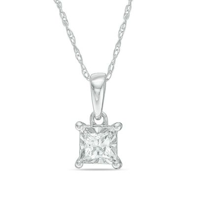 0.25 CT. Princess-Cut Diamond Solitaire Pendant in 10K White Gold|Peoples Jewellers