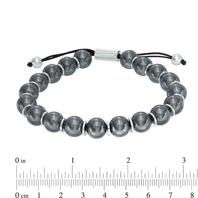 Men's 10.0mm Hematite Bolo Bracelet in Sterling Silver - 8.25"