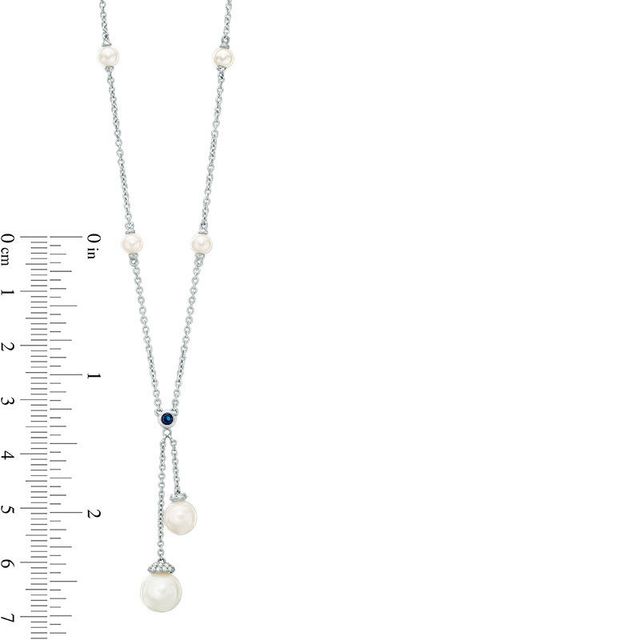 Vera Wang Love Collection Freshwater Cultured Pearl and 0.09 CT. T.W. Diamond Lariat Necklace in Sterling Silver-19"|Peoples Jewellers