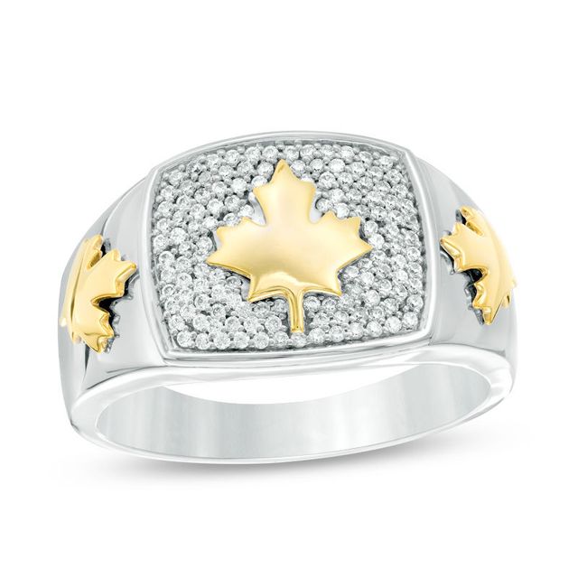 Men's 0.30 CT. T.W. Diamond Maple Leaf Ring in 10K Two-Toned Gold|Peoples Jewellers