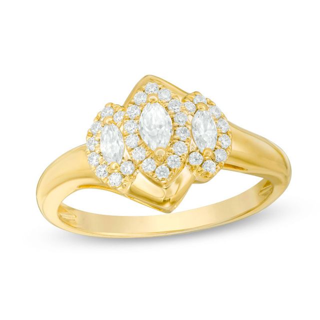 0.45 CT. T.W. Marquise Diamond Past Present Future® Frame Engagement Ring in 10K Gold|Peoples Jewellers