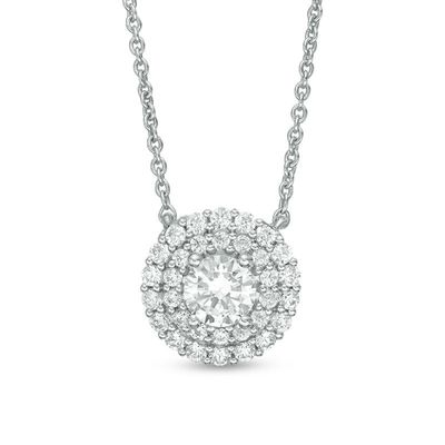 0.38 CT. T.W. Certified Canadian Diamond Double Frame Necklace in 14K White Gold (I/I2)|Peoples Jewellers