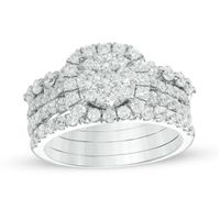 2.00 CT. T.W. Composite Diamond Frame Three Piece Bridal Set in 14K White Gold|Peoples Jewellers