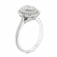 1.00 CT. T.W. Composite Diamond Oval Frame Engagement Ring in 14K White Gold|Peoples Jewellers