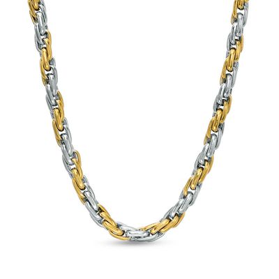 Men's Rope Chain Necklace and Bracelet Set in Stainless Steel and Yellow IP|Peoples Jewellers