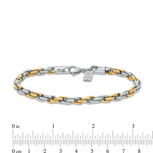 Men's Rope Chain Necklace and Bracelet Set in Stainless Steel and Yellow IP|Peoples Jewellers