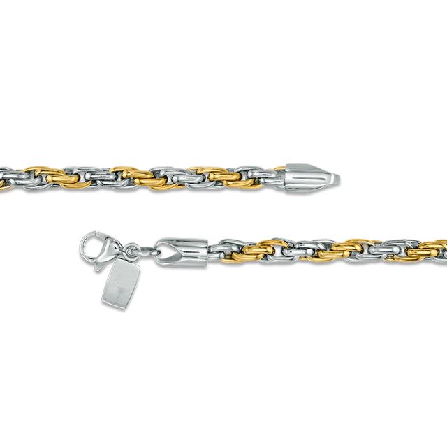 Men's Rope Chain Necklace and Bracelet Set in Stainless Steel and Yellow IP|Peoples Jewellers