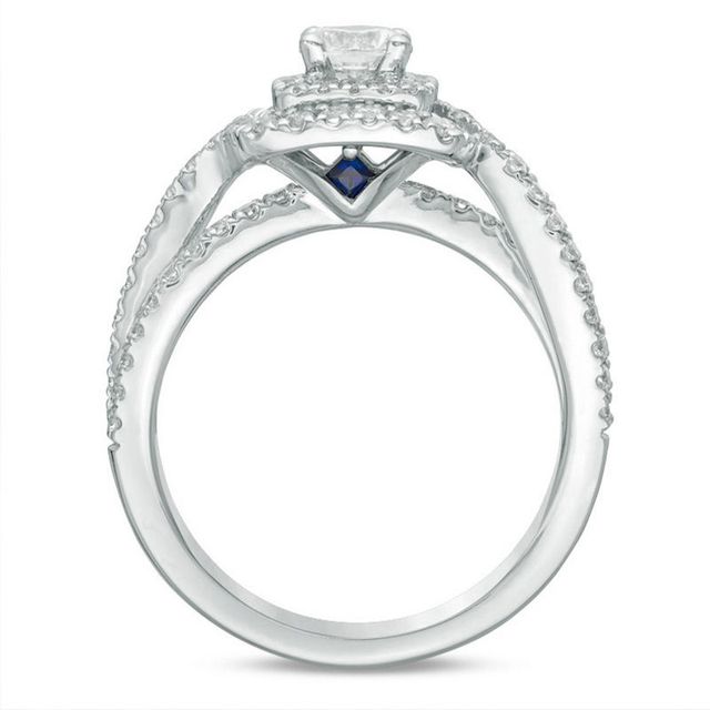 Vera Wang Love Collection 0.95 CT. T.W. Diamond Double Frame Engagement Ring in 14K White Gold|Peoples Jewellers