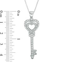 Lab-Created White Sapphire Heart-Top Key Pendant in Sterling Silver|Peoples Jewellers