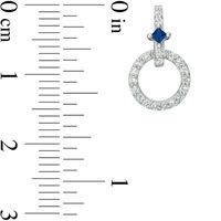 Vera Wang Love Collection 0.30 CT. T.W. Diamond and Princess-Cut Blue Sapphire Circle Drop Earrings in Sterling Silver|Peoples Jewellers