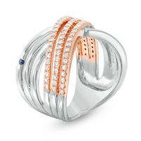 Vera Wang Love Collection 0.45 CT. T.W. Diamond Crossover Ring in Sterling Silver and 14K Rose Gold|Peoples Jewellers