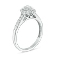 0.45 CT. T.W. Oval Diamond Double Frame Engagement Ring in 14K White Gold|Peoples Jewellers