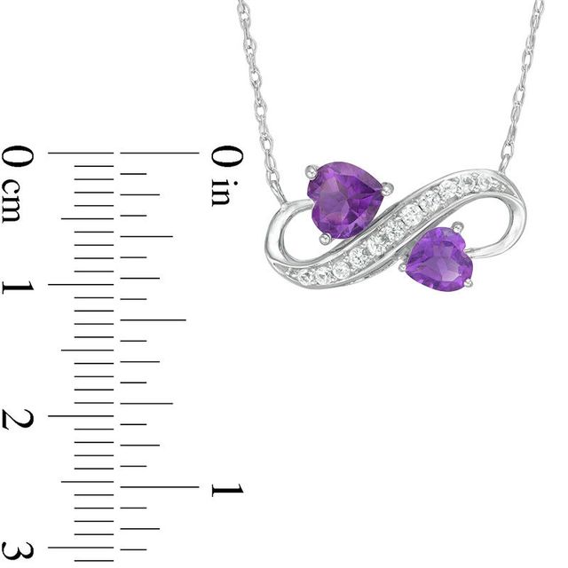 Heart-Shaped Amethyst and Lab-Created White Sapphire Sideways Infinity Necklace in Sterling Silver