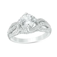 7.0mm Lab-Created White Sapphire Multi-Row Swirling Crossover Ring in Sterling Silver|Peoples Jewellers