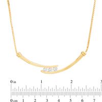 Lab-Created White Sapphire Three Stone Bypass Necklace in Sterling Silver with 14K Gold Plate - 17"|Peoples Jewellers