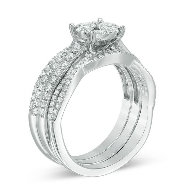 1.00 CT. T.W. Composite Diamond Three Piece Bridal Set in 14K White Gold|Peoples Jewellers