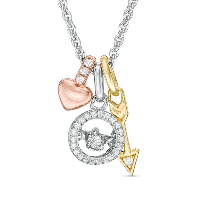 Unstoppable Love™ 0.12 CT. T.W. Diamond Charm Pendant in Sterling Silver with 14K Two-Tone Gold Plate|Peoples Jewellers