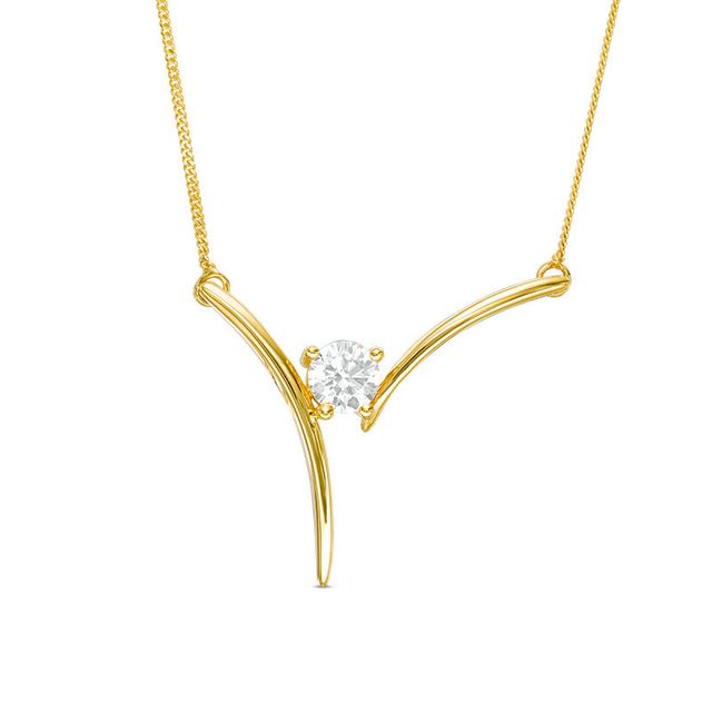 0.25 CT. Certified Canadian Diamond Solitaire Bypass Necklace in 14K Gold (I/I2)|Peoples Jewellers