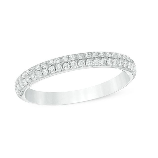 CT. T.W. Diamond Double Row Anniversary Band in 14K White Gold|Peoples Jewellers
