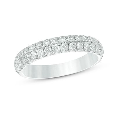 0.60 CT. T.W. Diamond Double Row Anniversary Band in 14K White Gold|Peoples Jewellers