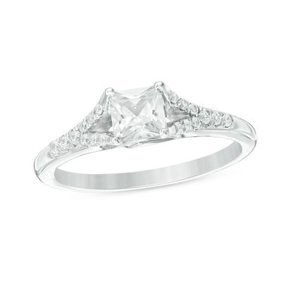 0.58 CT. T.W. Princess-Cut Diamond Engagement Ring in 14K White Gold|Peoples Jewellers