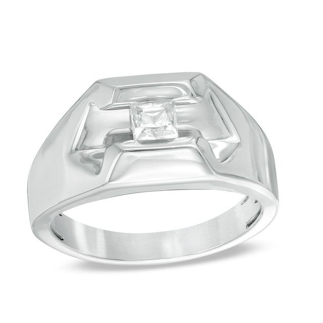 Men's 0.37 CT. Square Diamond Solitaire Ring in 10K White Gold|Peoples Jewellers