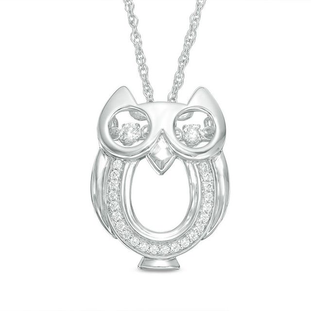 Unstoppable Love™ 0.12 CT. T.W. Diamond Owl Pendant in Sterling Silver|Peoples Jewellers