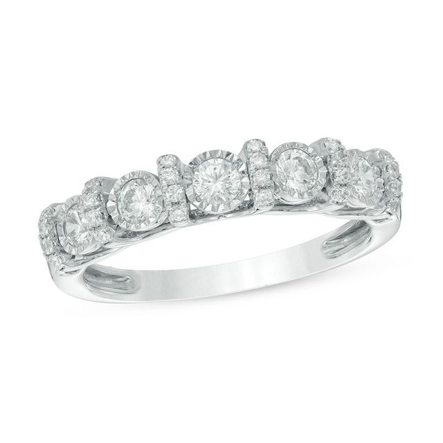 0.50 CT. T.W. Diamond Bar Wedding Band in 10K White Gold