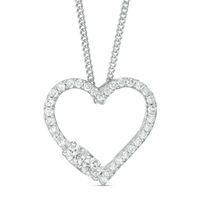 Ever Us™ 0.25 CT. T.W. Two-Stone Diamond Heart Pendant in 14K White Gold - 19"|Peoples Jewellers