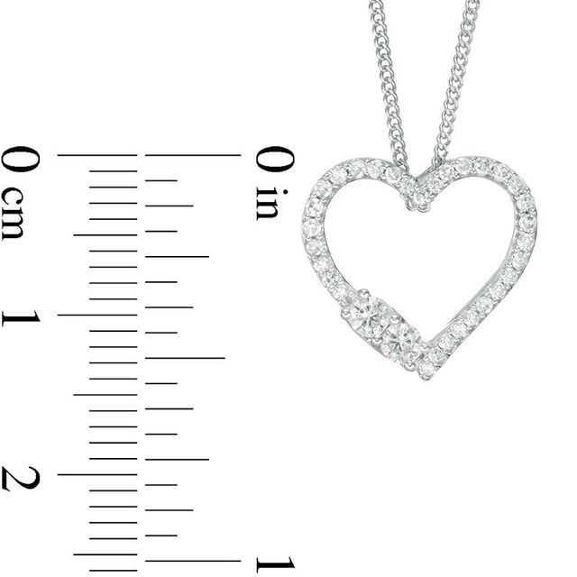 Ever Us™ 0.25 CT. T.W. Two-Stone Diamond Heart Pendant in 14K White Gold - 19"|Peoples Jewellers