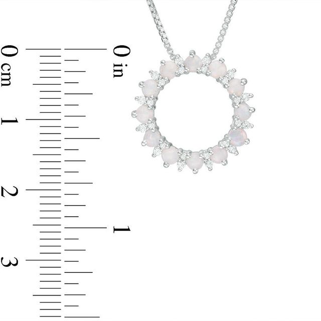 Opal and Lab-Created White Topaz Sunburst Open Circle Pendant in Sterling Silver