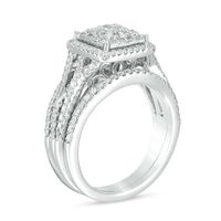 0.80 CT. T.W. Princess-Cut Diamond Frame Twist Bridal Set in 14K White Gold|Peoples Jewellers