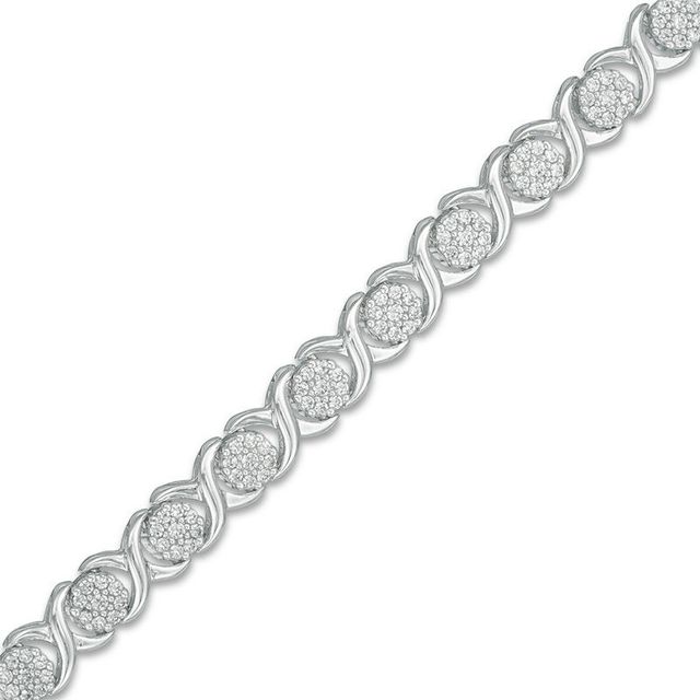 1.00 CT. T.W. Composite Diamond "XO" Link Bracelet in 10K White Gold - 7.5"|Peoples Jewellers