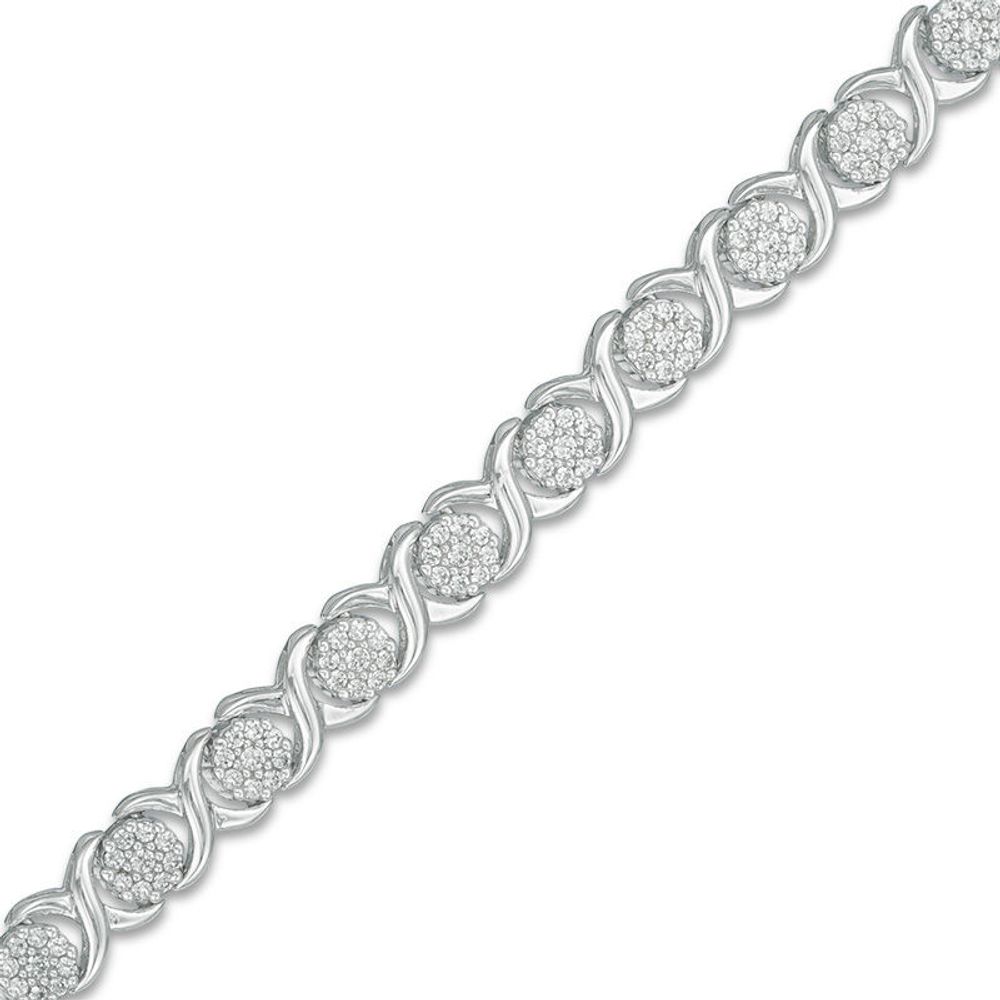 1.00 CT. T.W. Composite Diamond "XO" Link Bracelet in 10K White Gold - 7.5"|Peoples Jewellers