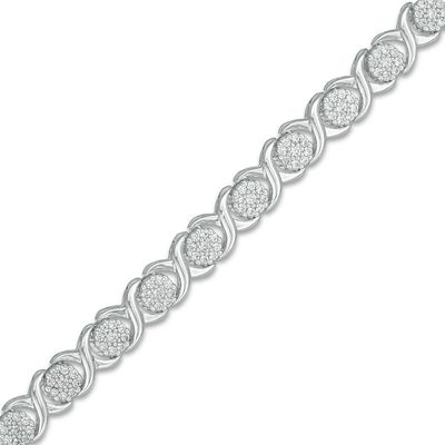 1.00 CT. T.W. Composite Diamond "XO" Link Bracelet in 10K White Gold - 7.5"|Peoples Jewellers