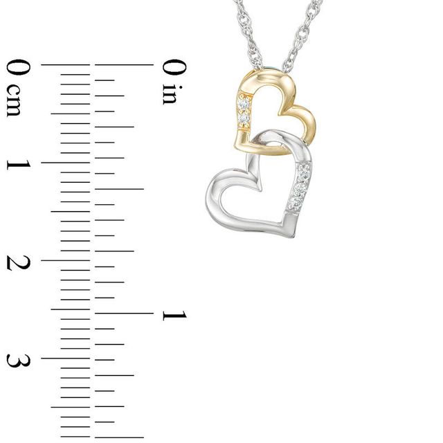 0.05 CT. T.W. Diamond Interlocking Hearts Pendant in 10K Two-Tone Gold|Peoples Jewellers