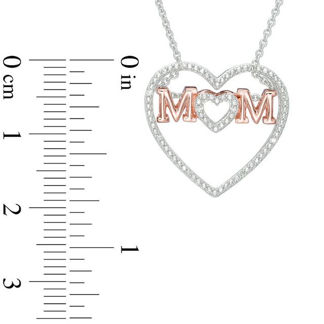 Diamond Accent "MOM" Heart Pendant in Sterling Silver and 14K Rose Gold Plate|Peoples Jewellers