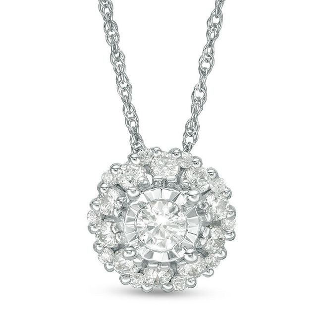 0.25 CT. T.W. Diamond Flower Frame Pendant in 10K White Gold|Peoples Jewellers