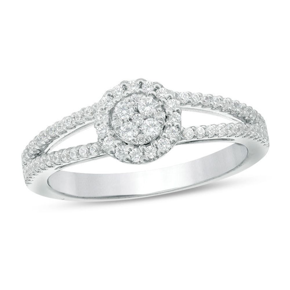 0.38 CT. T.W. Composite Diamond Frame Ring in 10K White Gold|Peoples Jewellers