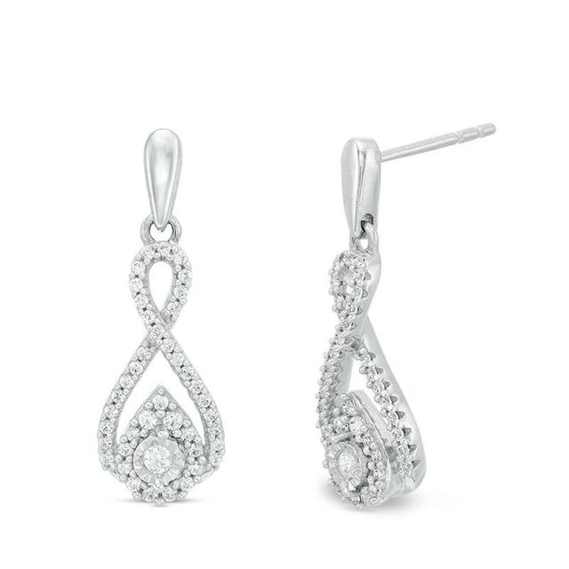 0.25 CT. T.W. Diamond Teardrop Infinity Drop Earrings in 10K White Gold