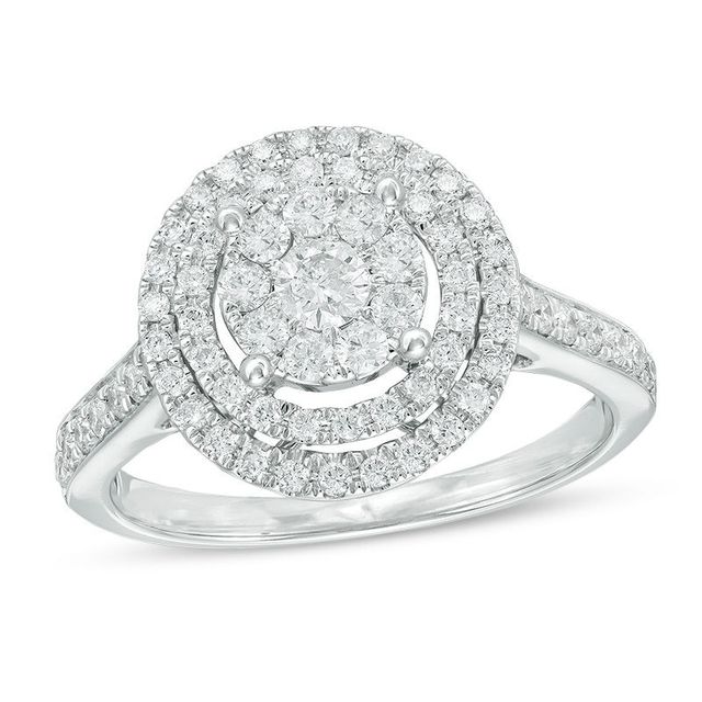 0.75 CT. T.W. Diamond Triple Frame Ring in 10K White Gold|Peoples Jewellers
