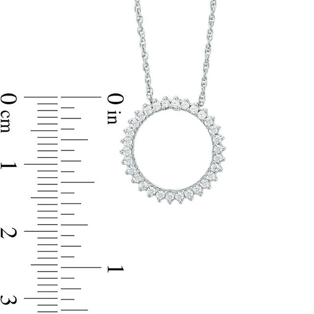 0.25 CT. T.W. Diamond Sunburst Circle Pendant in 10K White Gold|Peoples Jewellers