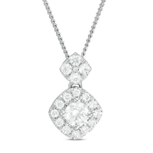 0.50 CT. T.W. Certified Canadian Diamond Tilted Square Frame Pendant in 14K White Gold (I/I2) - 17"|Peoples Jewellers